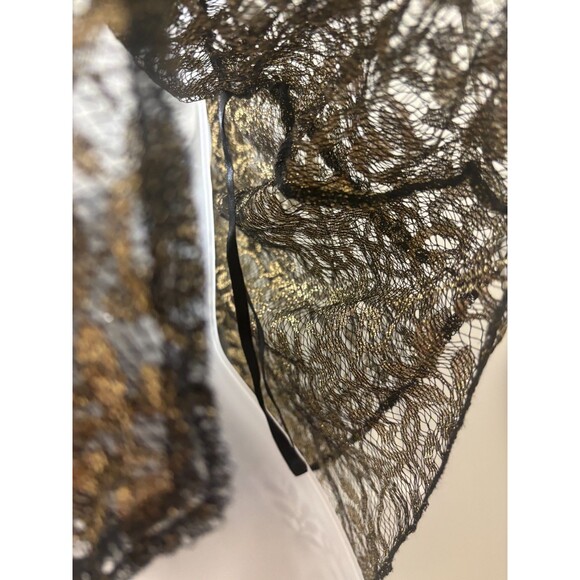 Ecote Gold Sparkle Sheer Tank Top L Urban outfitters Lurex Frills Fairy FLOWY - Picture 10 of 11